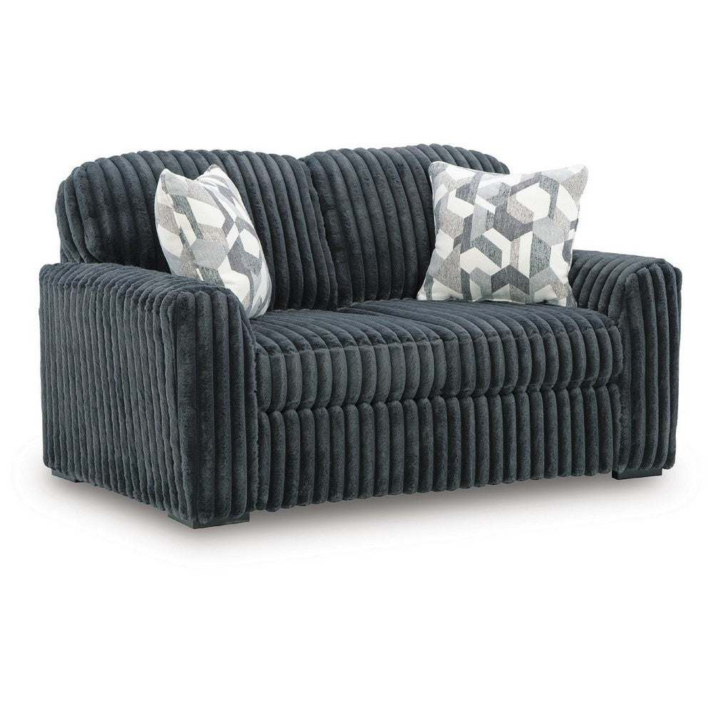 Addy Loveseat w 2 Pillows | Track Arms | Foam Fill Dark Gray Corduroy 72"