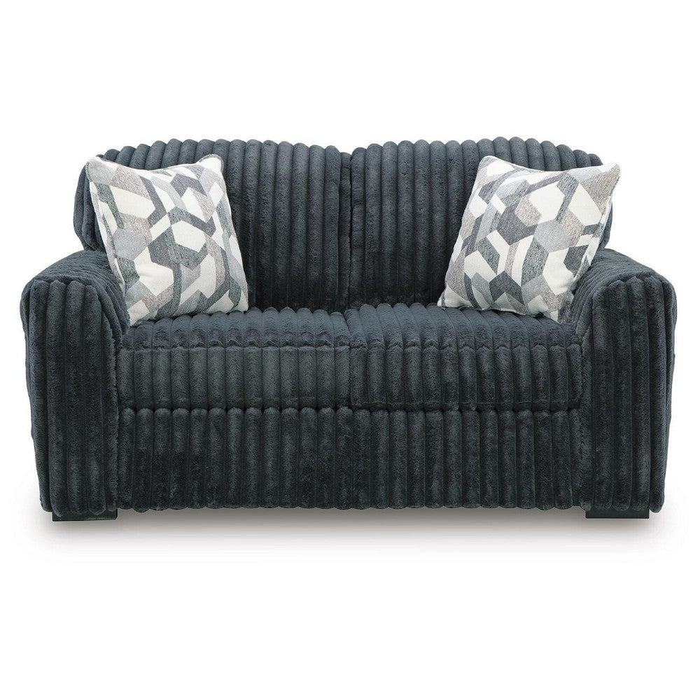 Addy Loveseat w 2 Pillows | Track Arms | Foam Fill Dark Gray Corduroy 72"