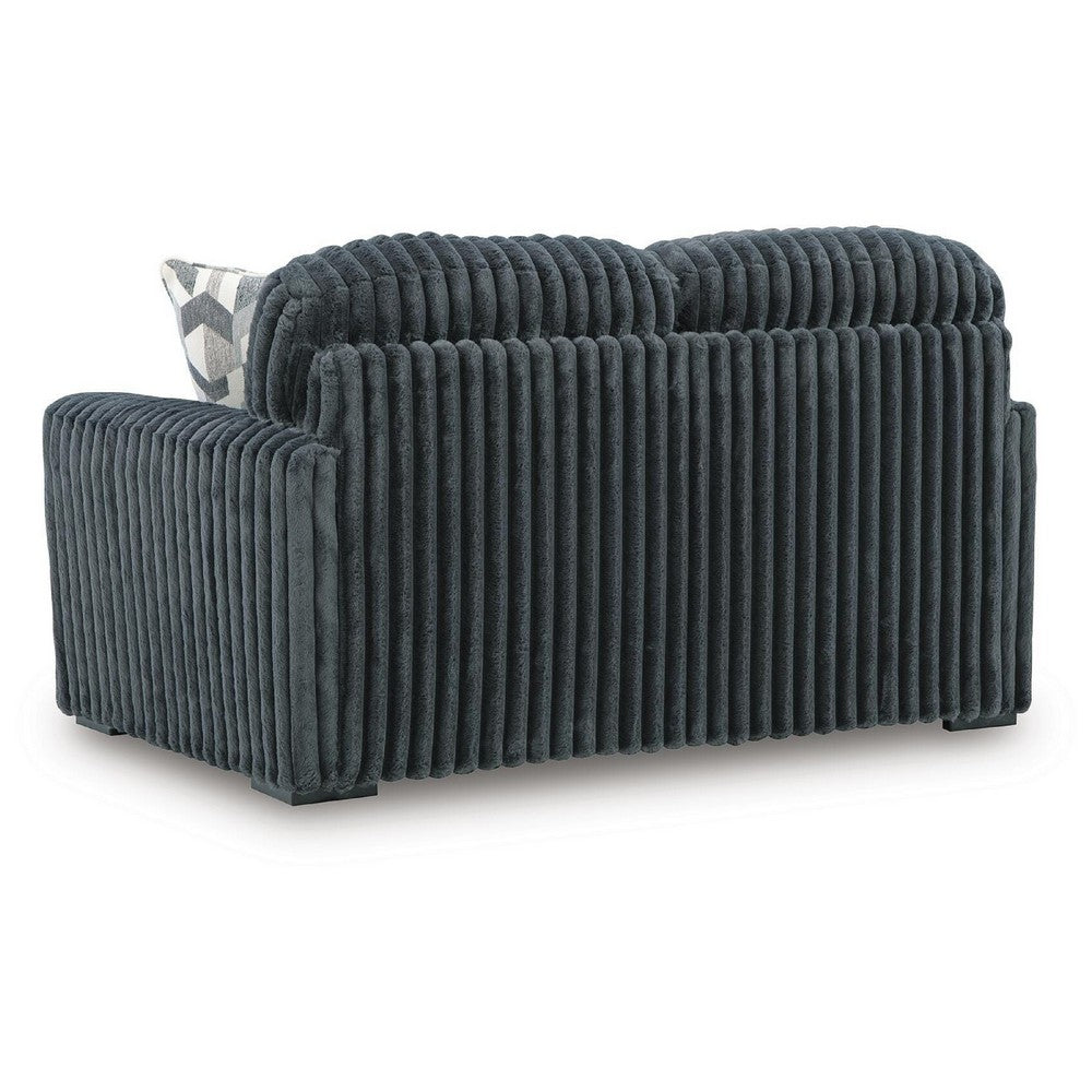 Addy Loveseat w 2 Pillows | Track Arms | Foam Fill Dark Gray Corduroy 72"