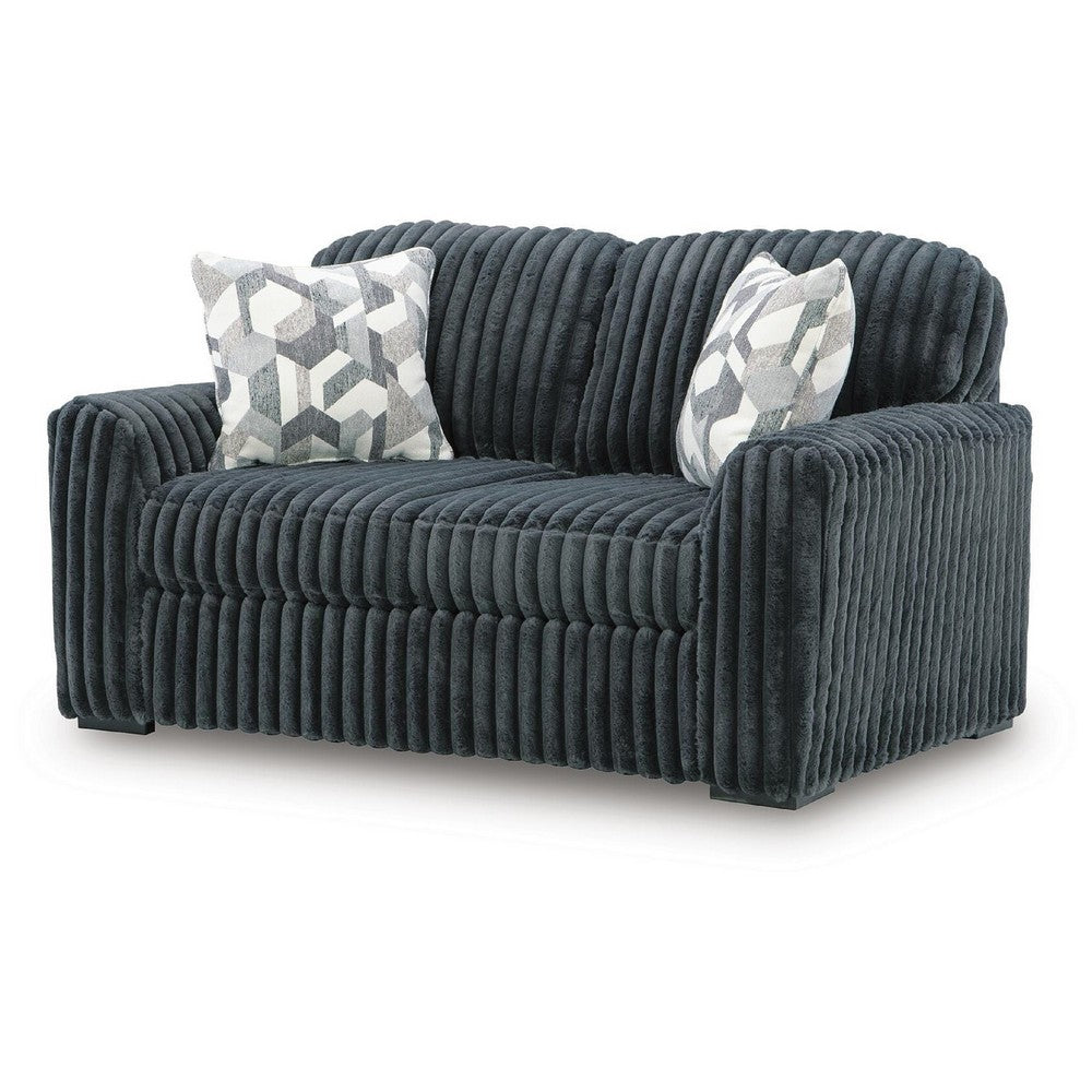 Addy Loveseat w 2 Pillows | Track Arms | Foam Fill Dark Gray Corduroy 72"