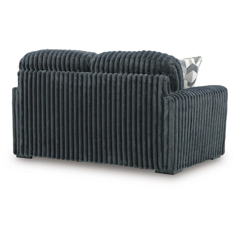 Addy Loveseat w 2 Pillows | Track Arms | Foam Fill Dark Gray Corduroy 72"