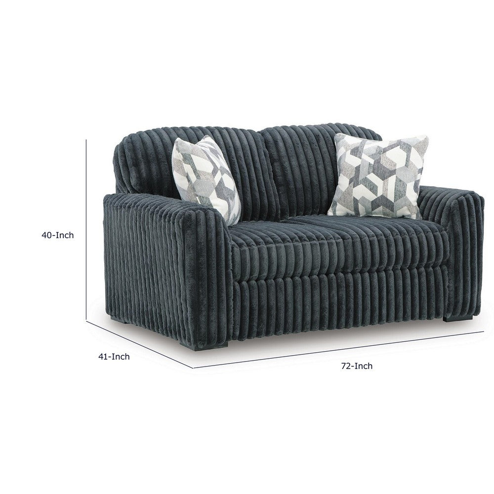 Addy Loveseat w 2 Pillows | Track Arms | Foam Fill Dark Gray Corduroy 72"