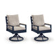 Beco Outdoor Swivel Chair Set of 2 | Beige Nuvella Cushions | Navy Blue Metal