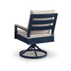Beco Outdoor Swivel Chair Set of 2 | Beige Nuvella Cushions | Navy Blue Metal