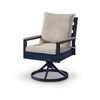 Beco Outdoor Swivel Chair Set of 2 | Beige Nuvella Cushions | Navy Blue Metal