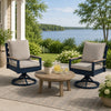 Beco Outdoor Swivel Chair Set of 2 | Beige Nuvella Cushions | Navy Blue Metal