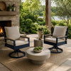 Beco Outdoor Swivel Chair Set of 2 | Beige Nuvella Cushions | Navy Blue Metal