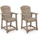 Cifa Outdoor Counter Height Stool Chair Set of 2 | Slatted Driftwood Brown
