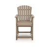Cifa Outdoor Counter Height Stool Chair Set of 2 | Slatted Driftwood Brown