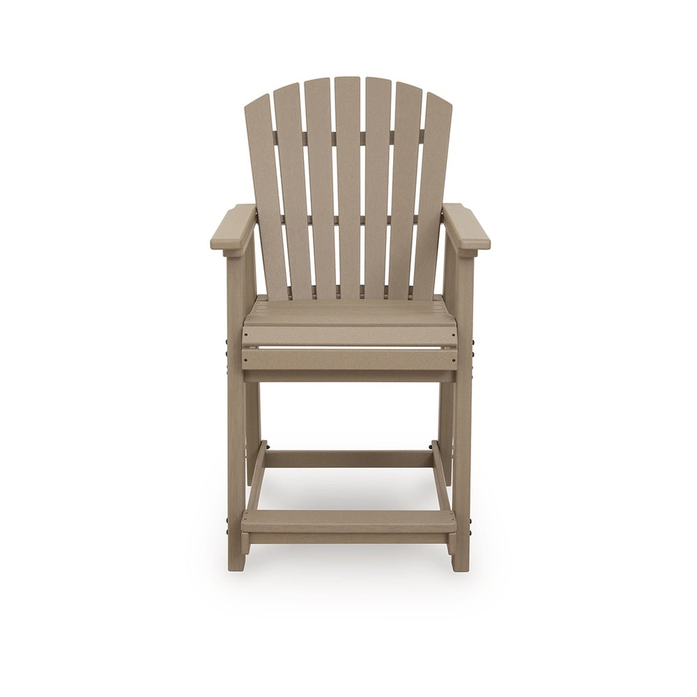 Cifa Outdoor Counter Height Stool Chair Set of 2 | Slatted Driftwood Brown