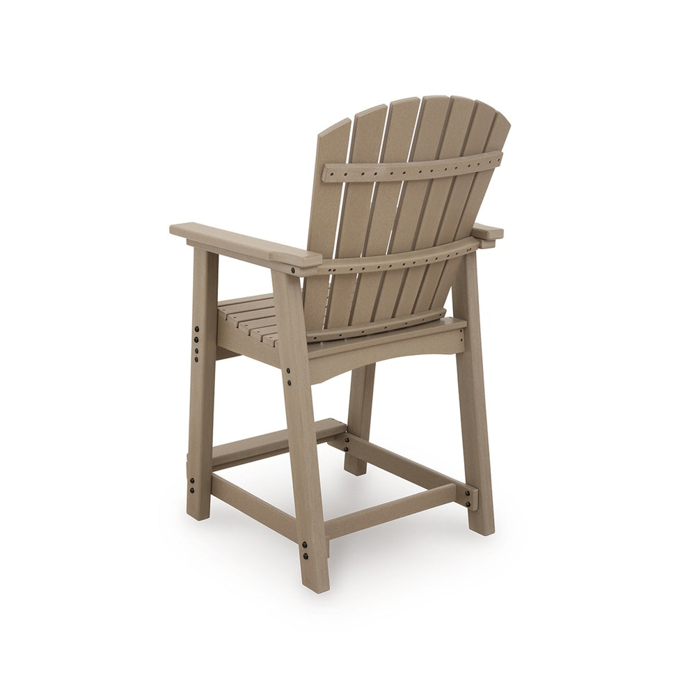Cifa Outdoor Counter Height Stool Chair Set of 2 | Slatted Driftwood Brown