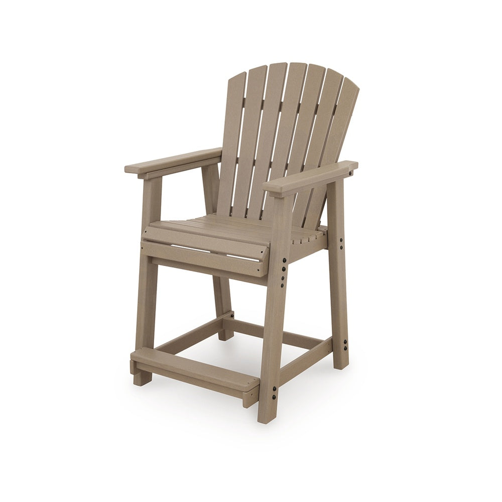 Cifa Outdoor Counter Height Stool Chair Set of 2 | Slatted Driftwood Brown