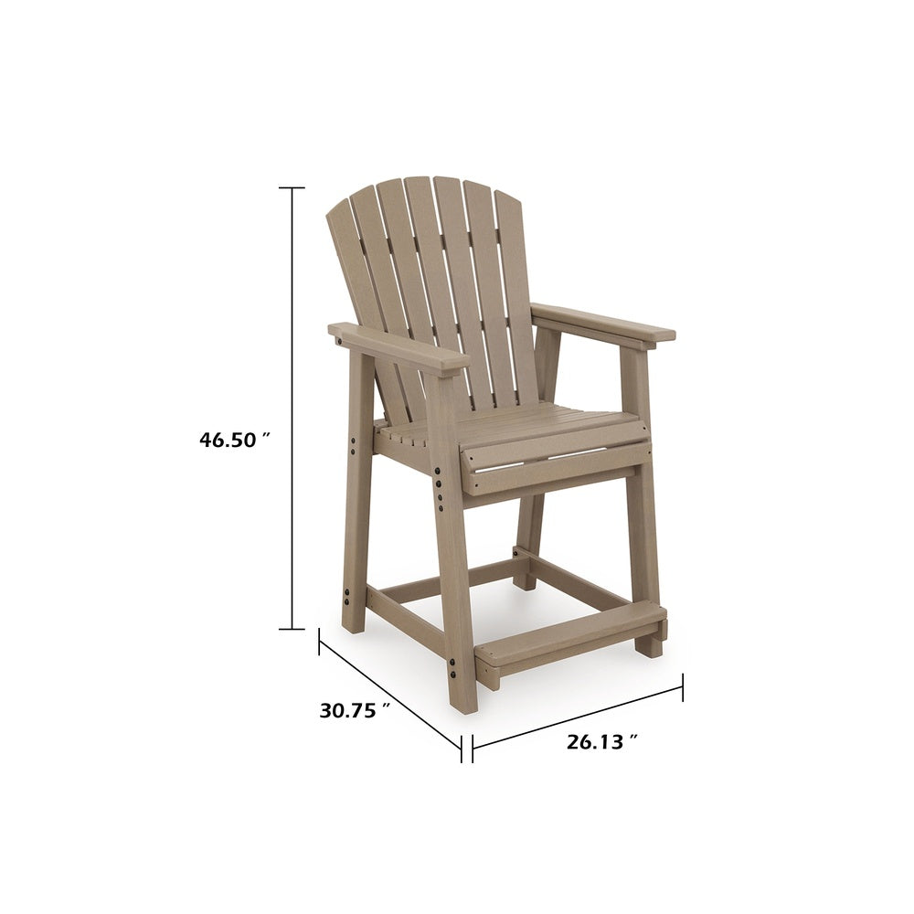 Cifa Outdoor Counter Height Stool Chair Set of 2 | Slatted Driftwood Brown