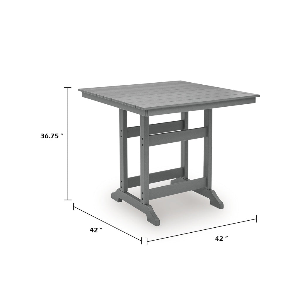 Ary Outdoor Couter Height Dining Table | Square Dark Gray Aluminum 42"
