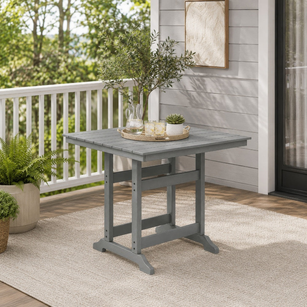 Ary Outdoor Couter Height Dining Table | Square Dark Gray Aluminum 42"