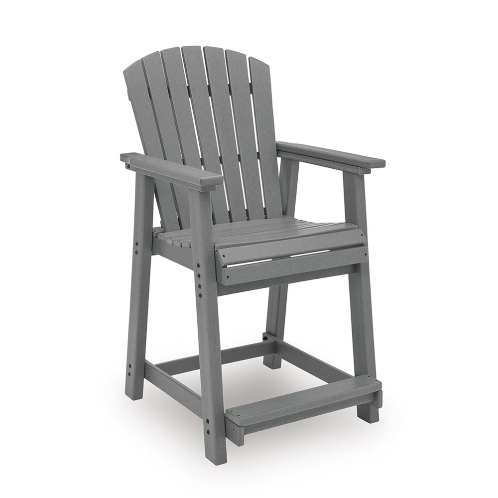 Ary Outdoor Counter Height Stool Chair Set of 2 | Slatted Frame Dark Gray