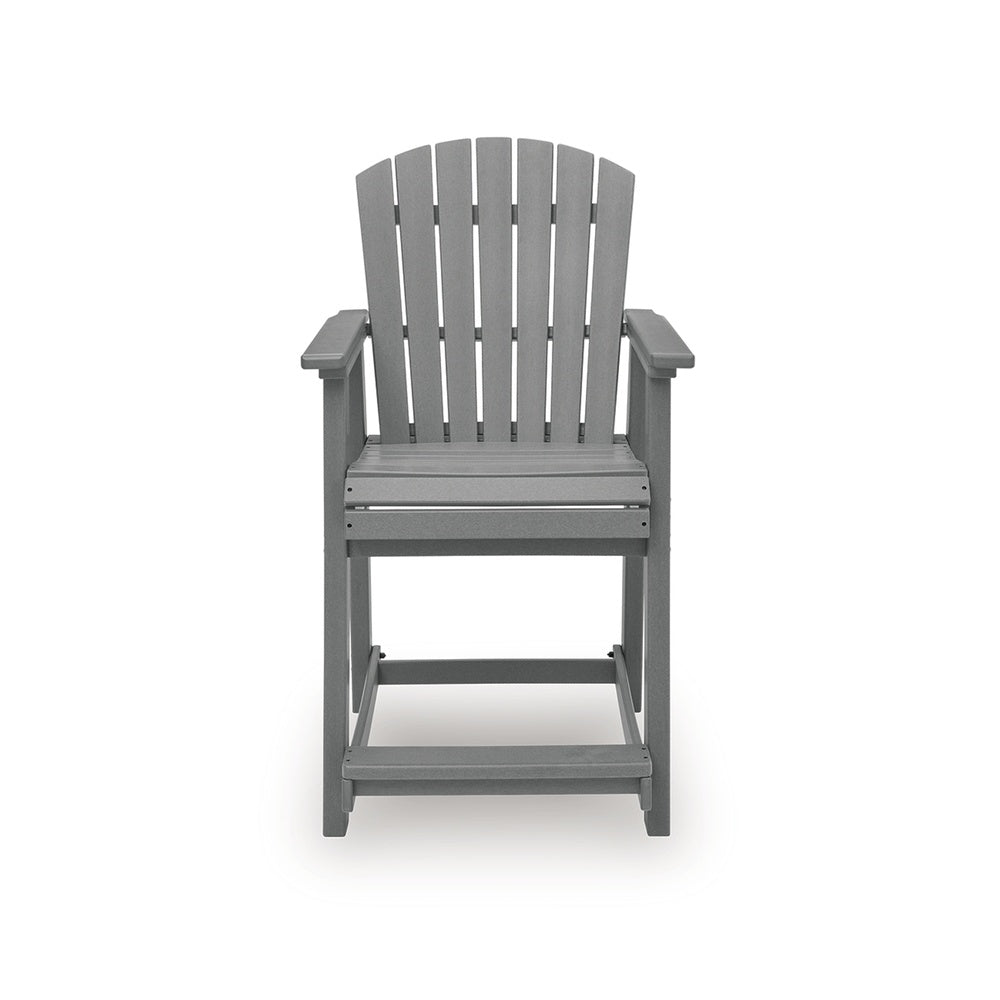 Ary Outdoor Counter Height Stool Chair Set of 2 | Slatted Frame Dark Gray