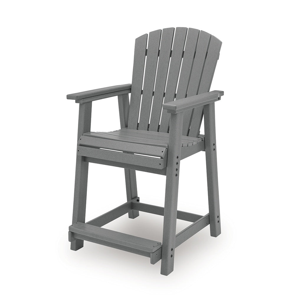 Ary Outdoor Counter Height Stool Chair Set of 2 | Slatted Frame Dark Gray