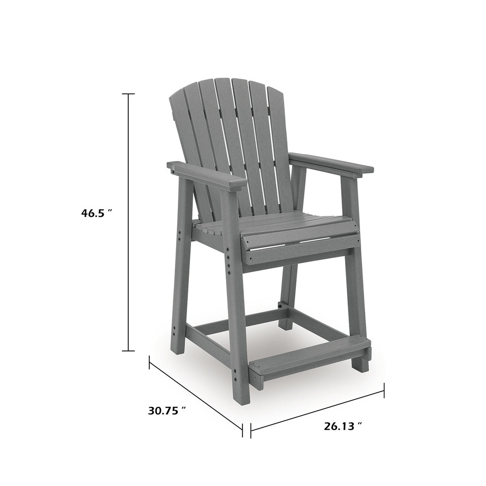 Ary Outdoor Counter Height Stool Chair Set of 2 | Slatted Frame Dark Gray