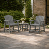 Ary Outdoor Counter Height Stool Chair Set of 2 | Slatted Frame Dark Gray