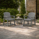 Ary Outdoor Counter Height Stool Chair Set of 2 | Slatted Frame Dark Gray