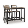 Lene 3pc Outdoor Set w Counter Table & 2 Barstool Chairs | Beige & Black