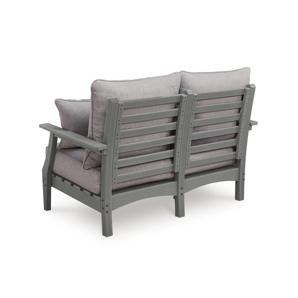 Covi Outdoor Loveseat w 2 Pillows | Foam Fill Nuvella Cushions | Gray 54"