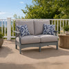 Covi Outdoor Loveseat w 2 Pillows | Foam Fill Nuvella Cushions | Gray 54"