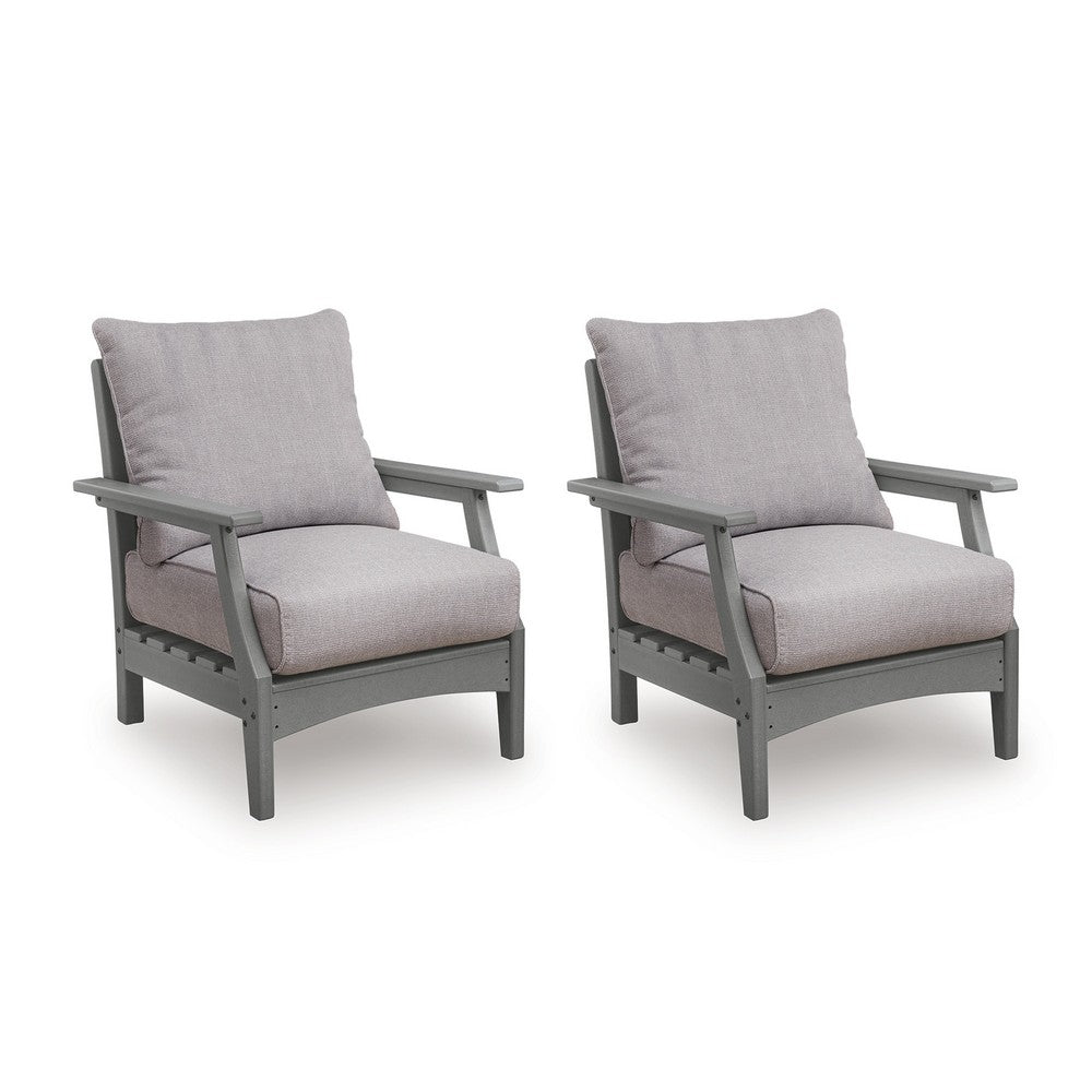 Covi Outdoor Lounge Chair Set of 2 | Foam Fill Nuvella Cushions | Gray