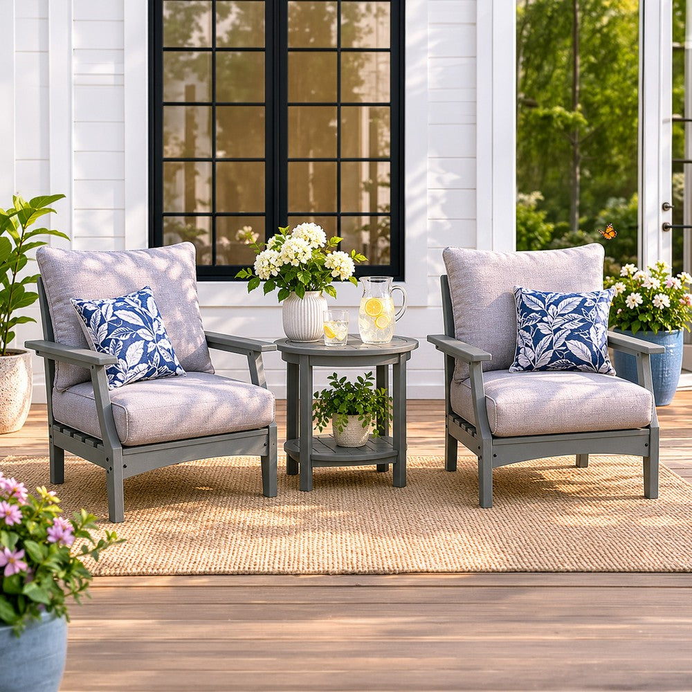 Covi Outdoor Lounge Chair Set of 2 | Foam Fill Nuvella Cushions | Gray