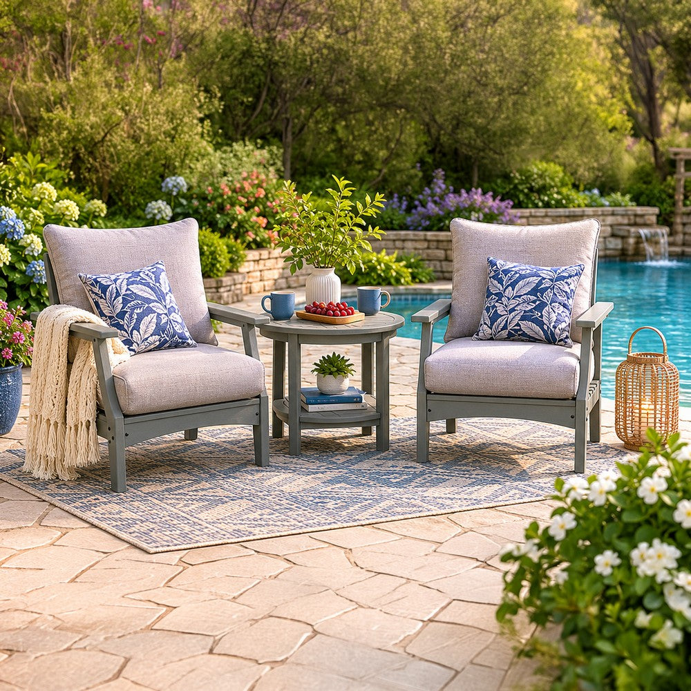 Covi Outdoor Lounge Chair Set of 2 | Foam Fill Nuvella Cushions | Gray