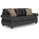 Cyrus Sofa w 2 Pillows | Roll Arms | Nailed Gray Faux Leather 92"