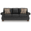 Cyrus Sofa w 2 Pillows | Roll Arms | Nailed Gray Faux Leather 92"