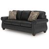 Cyrus Sofa w 2 Pillows | Roll Arms | Nailed Gray Faux Leather 92"