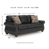 Cyrus Sofa w 2 Pillows | Roll Arms | Nailed Gray Faux Leather 92"