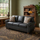 Cyrus Sofa w 2 Pillows | Roll Arms | Nailed Gray Faux Leather 92"