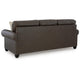 Fecy Sofa | 4 Pillows | Nailed Roll Arms | Umber Brown Faux Leather 98"