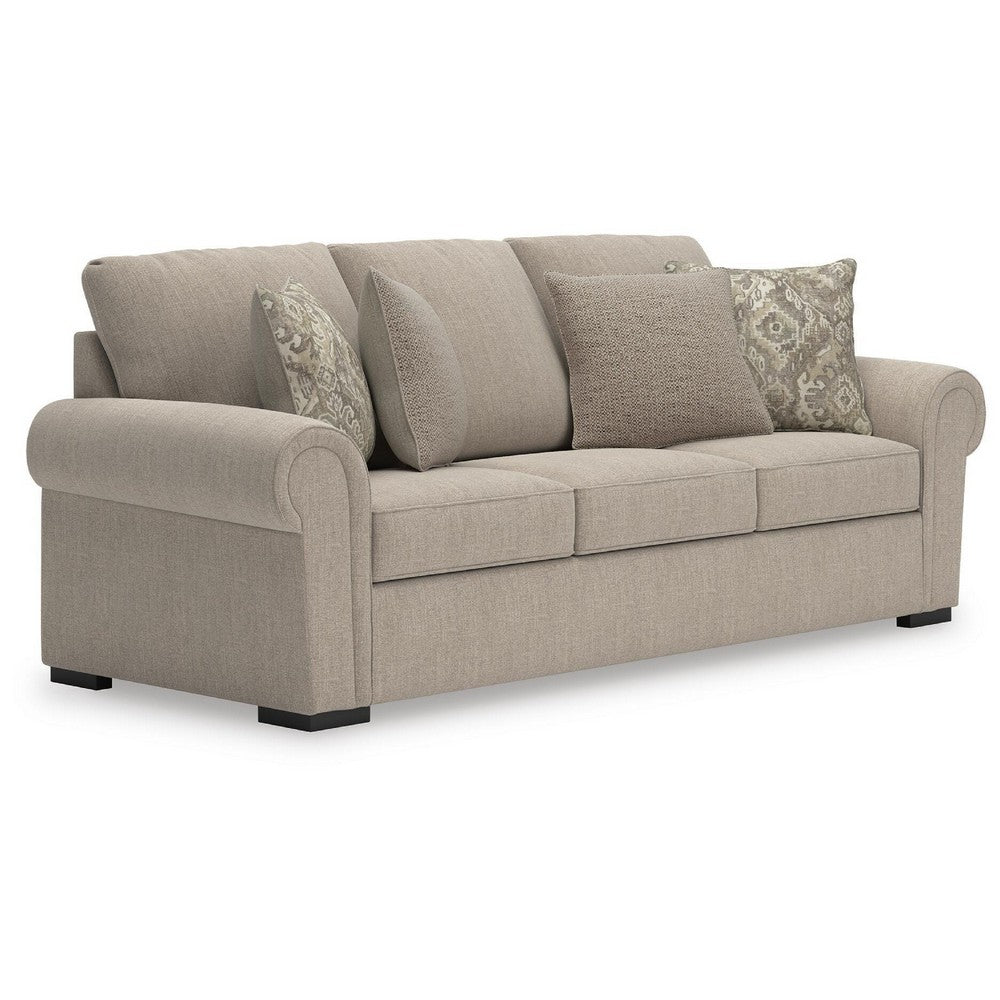 Mecy Oversize Sofa | 4 Pillows | Roll Arms | Heather Brown Chenille 101"