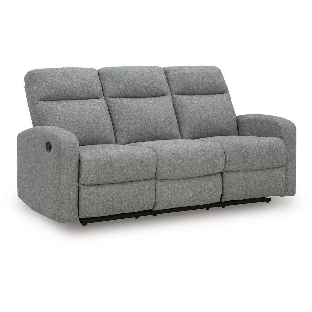 Lete Manual Recliner Sofa | 3 Seater | Foam Fill Gray Polyester 76"