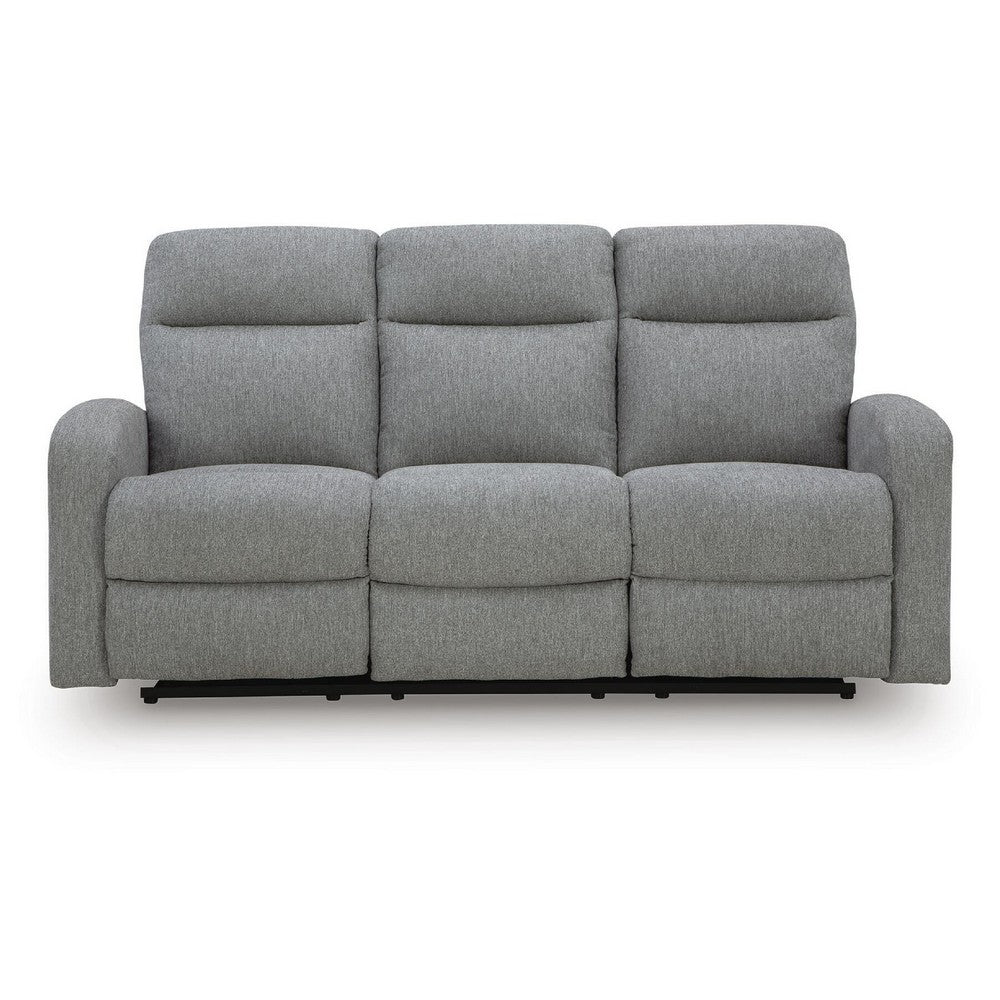Lete Manual Recliner Sofa | 3 Seater | Foam Fill Gray Polyester 76"