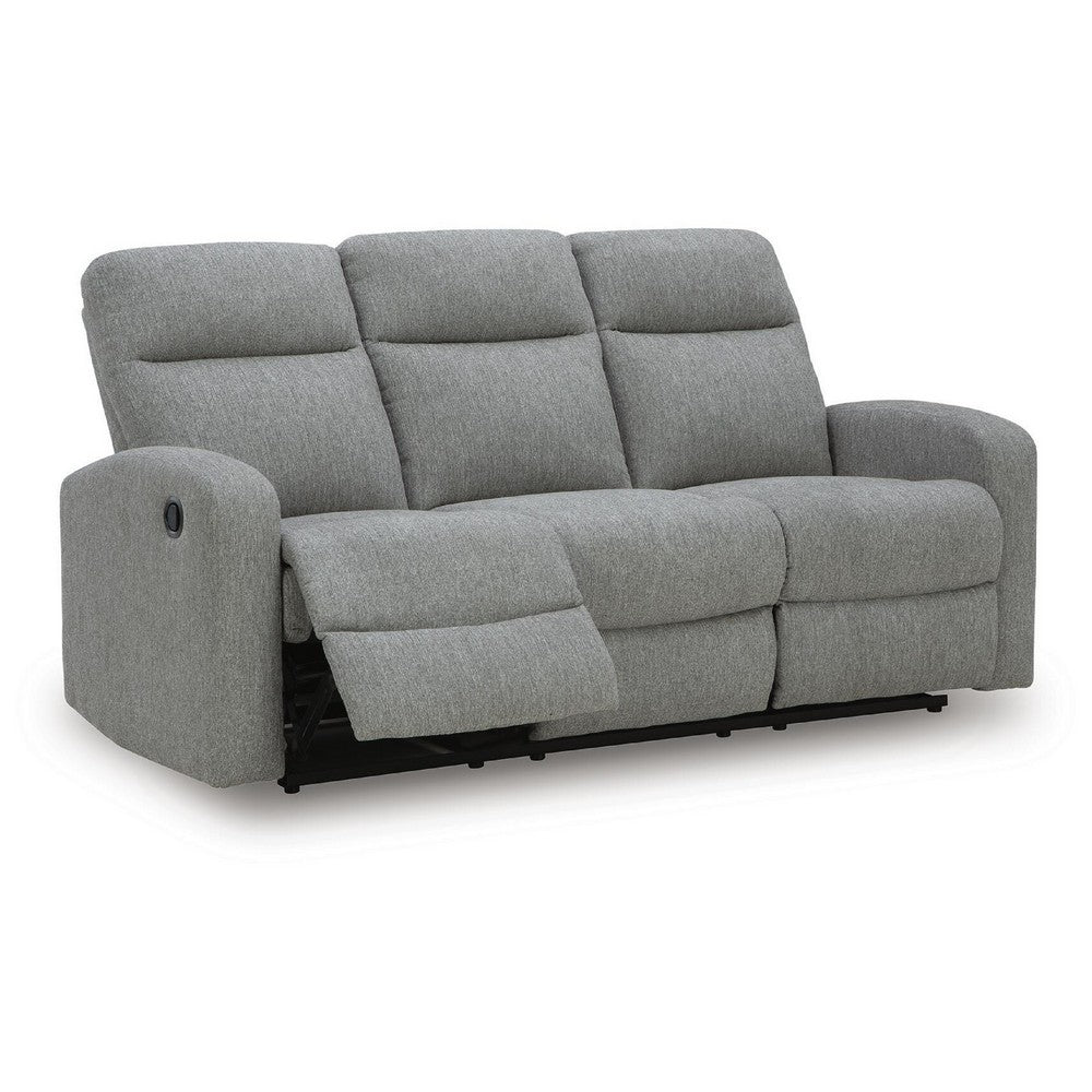 Lete Manual Recliner Sofa | 3 Seater | Foam Fill Gray Polyester 76"