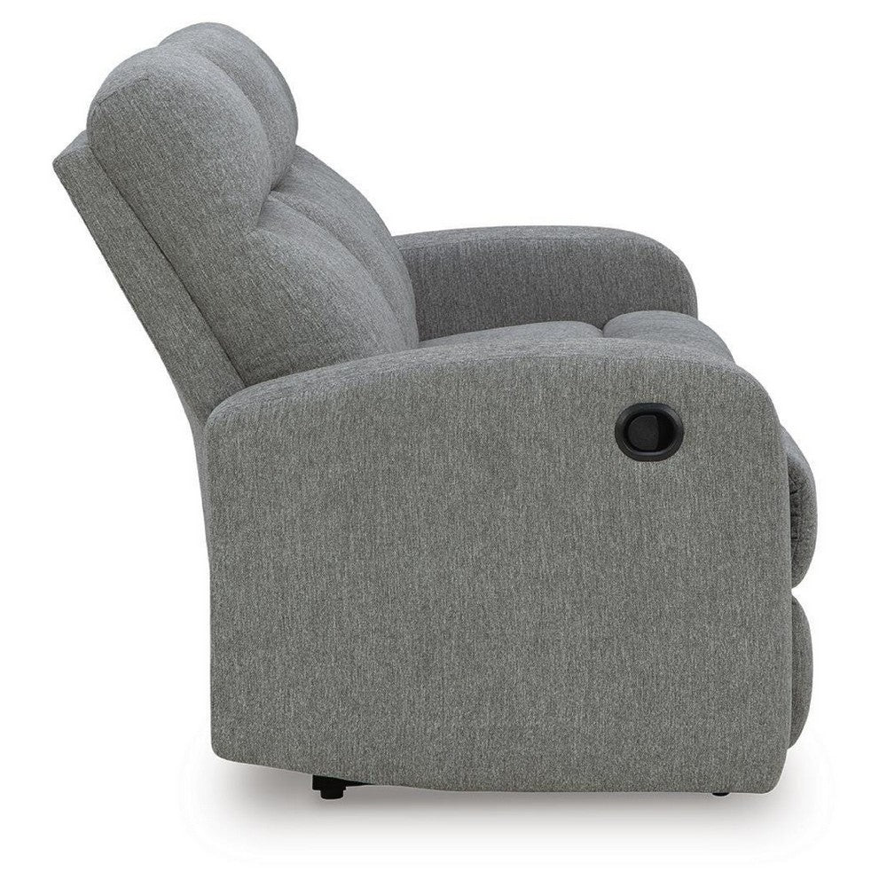 Lete Manual Recliner Sofa | 3 Seater | Foam Fill Gray Polyester 76"
