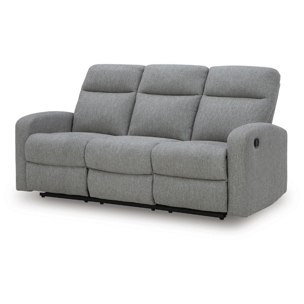 Lete Manual Recliner Sofa | 3 Seater | Foam Fill Gray Polyester 76"