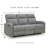 Lete Manual Recliner Sofa | 3 Seater | Foam Fill Gray Polyester 76"
