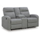 Lete Manual Recliner Loveseat | Storage Console | Gray Polyester 67"