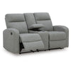 Lete Manual Recliner Loveseat | Storage Console | Gray Polyester 67"