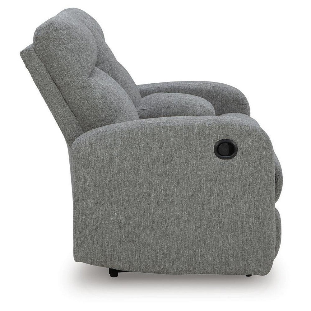 Lete Manual Recliner Loveseat | Storage Console | Gray Polyester 67"
