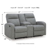Lete Manual Recliner Loveseat | Storage Console | Gray Polyester 67"