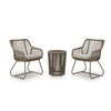 Majo 3pc Outdoor Table & Chair Set | Rope Woven Aluminum | Beige Nuvella