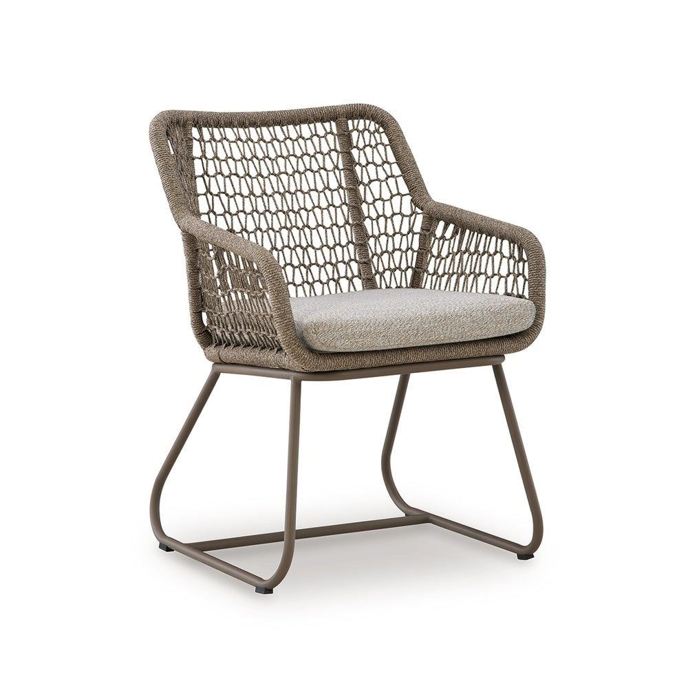 Majo 3pc Outdoor Table & Chair Set | Rope Woven Aluminum | Beige Nuvella
